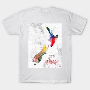 New Zealand Grunge Map T-Shirt